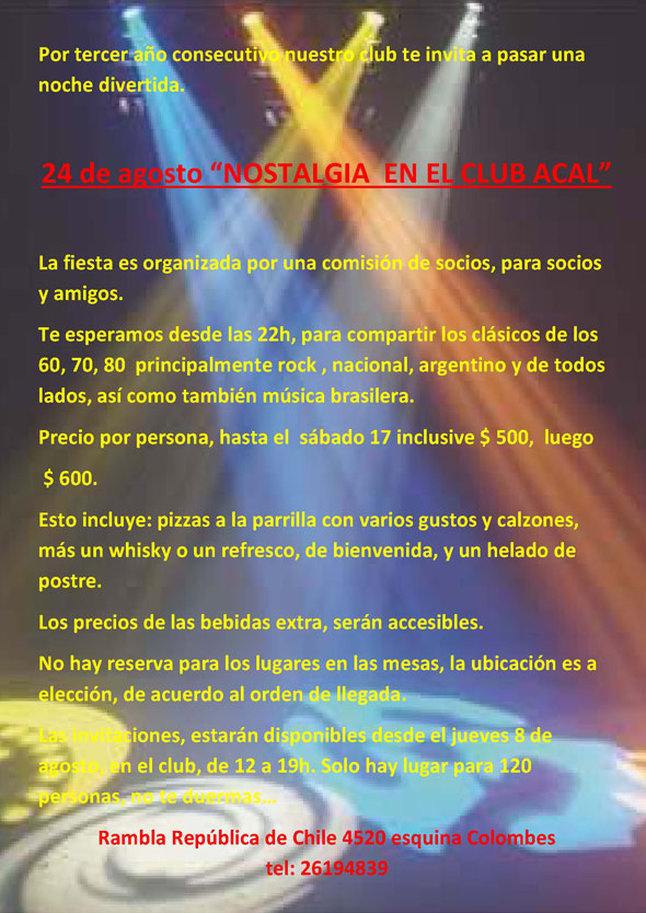 "NOSTALGIA EN EL CLUB ACAL"